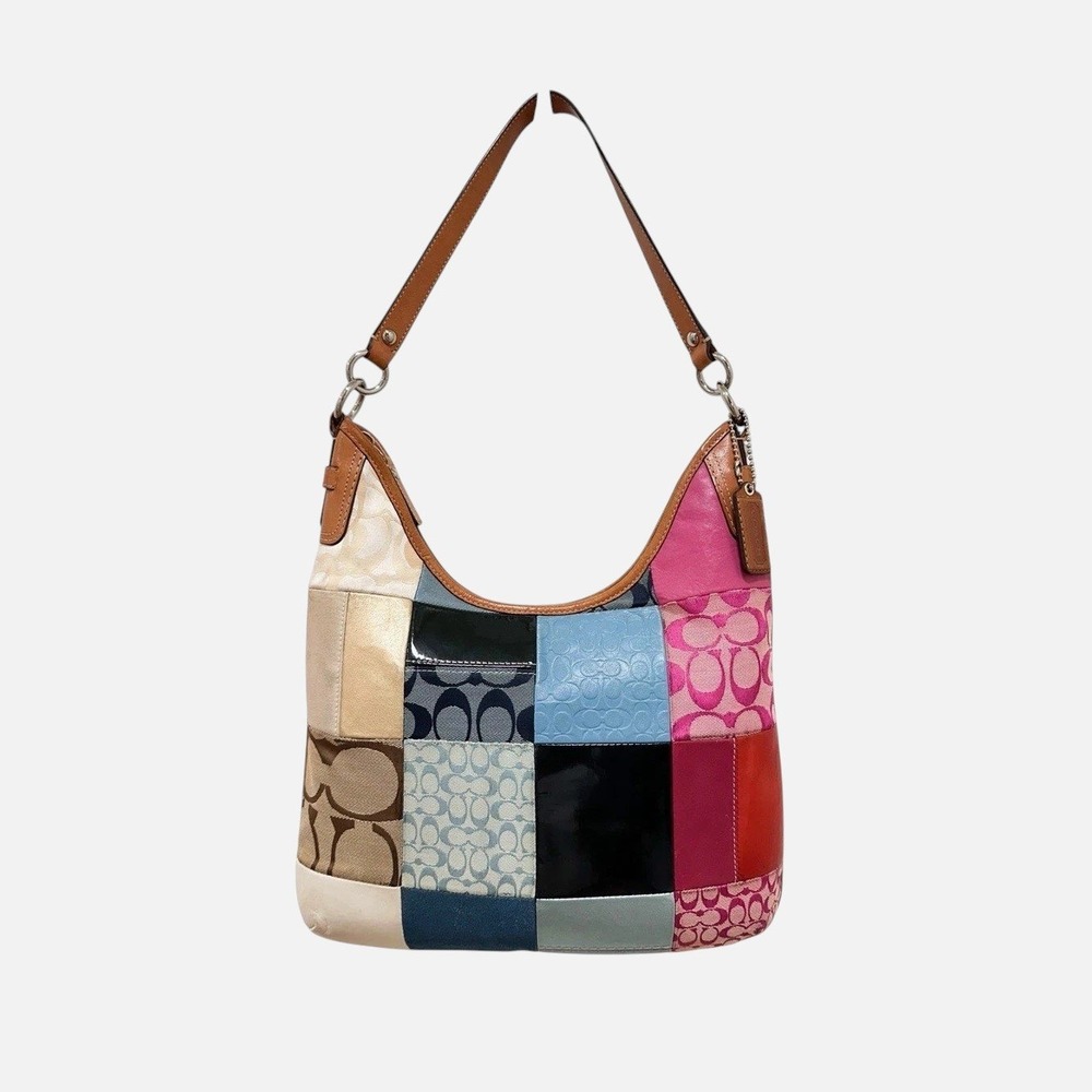 Coach Patchwork Convertible Hobo Shoulder Crossbody Bag Multicolor F14650